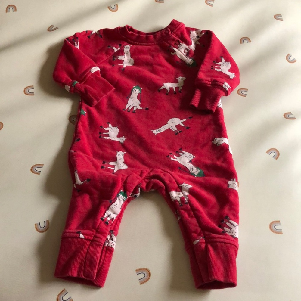Winter Llama romper 12-18M